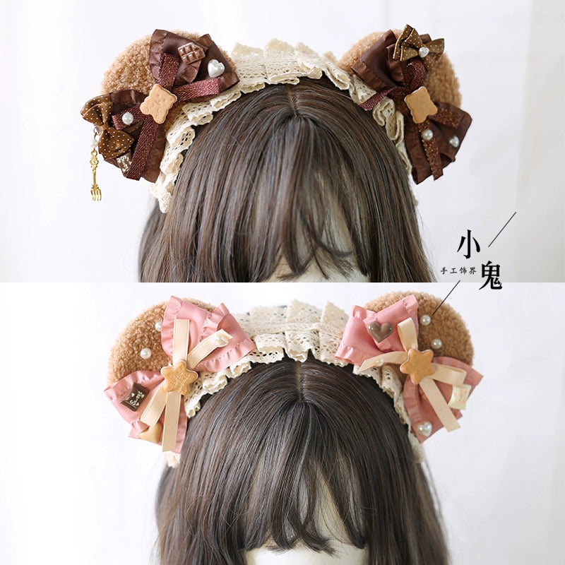 Bear ear ribbon headband