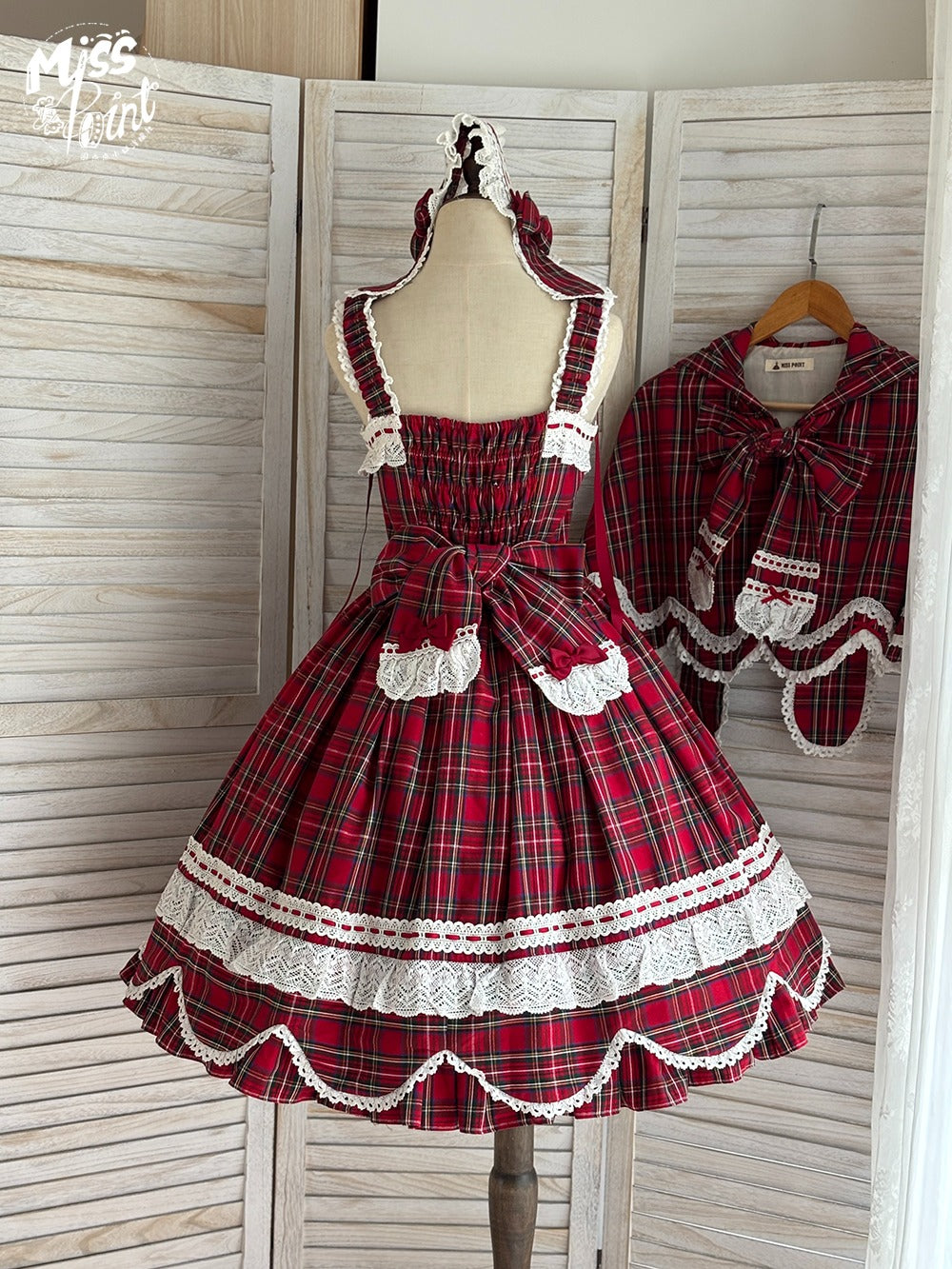 【予約販売】Checkered Petal Rabbit リボンジャンパースカート
