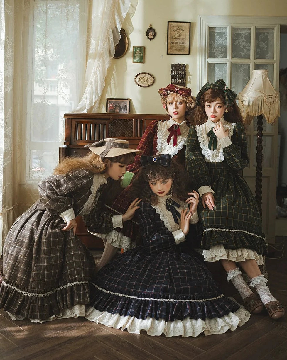 [Pre-order] British Classical Lolita Warm Check Dress