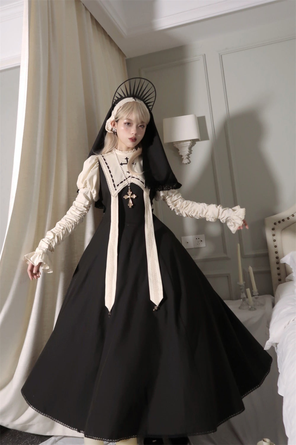 [Sale period has ended] Pray on a Moonlight Night Dress, Black, Long Length