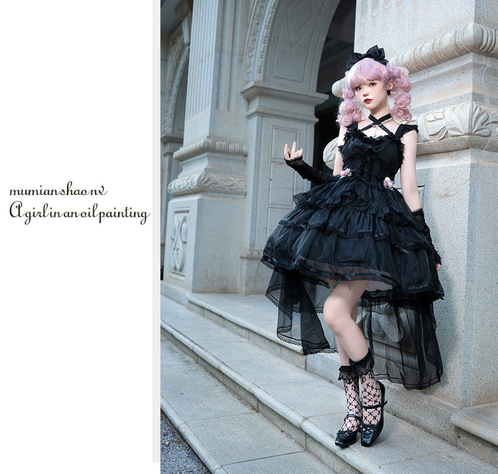Pink Rose クロスネックジャンパースカート