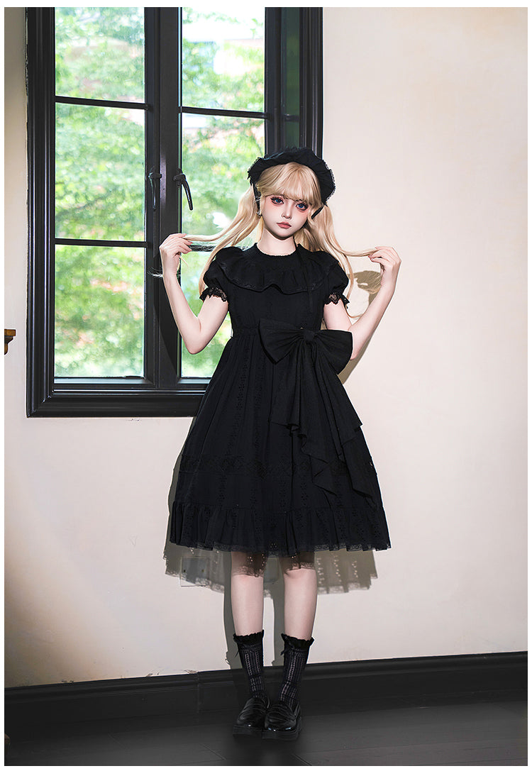 花刺繍入りコットンレースワンピース 単品＆セット