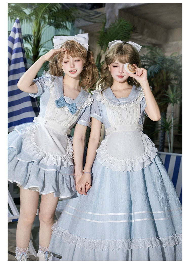 【予約販売】Seven Day Bell マリン風ロング丈ワンピースとエプロン