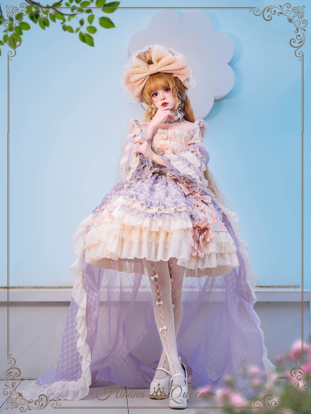 Find Brilliant Blossom レースの花嫁ドレス・ピンク＆パープル