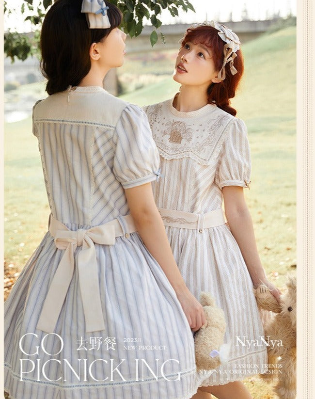Go Picnicking Striped Short Sleeve Dress