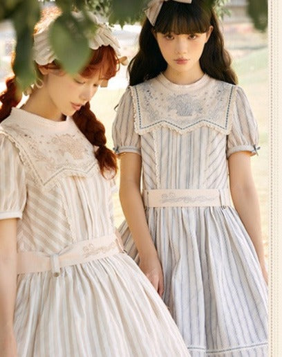 Go Picnicking Striped Short Sleeve Dress