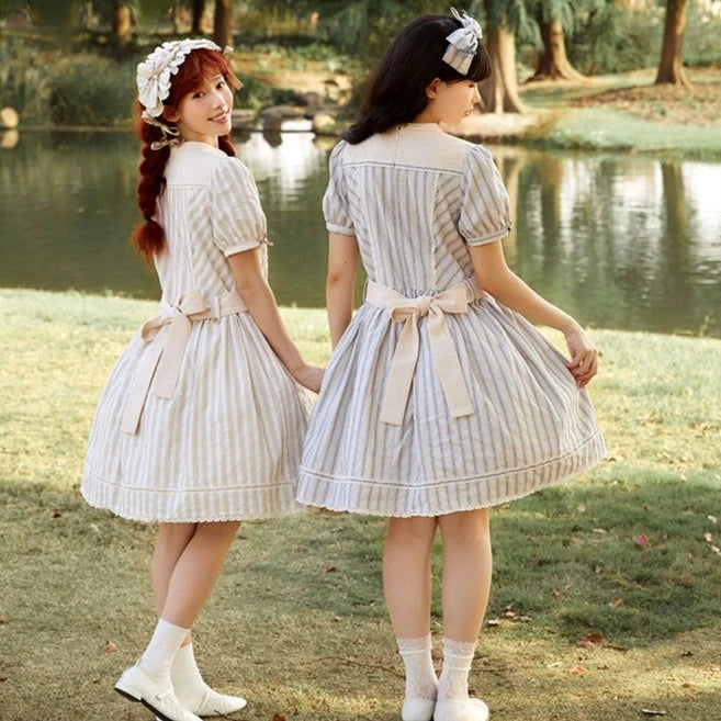 Go Picnicking Striped Short Sleeve Dress