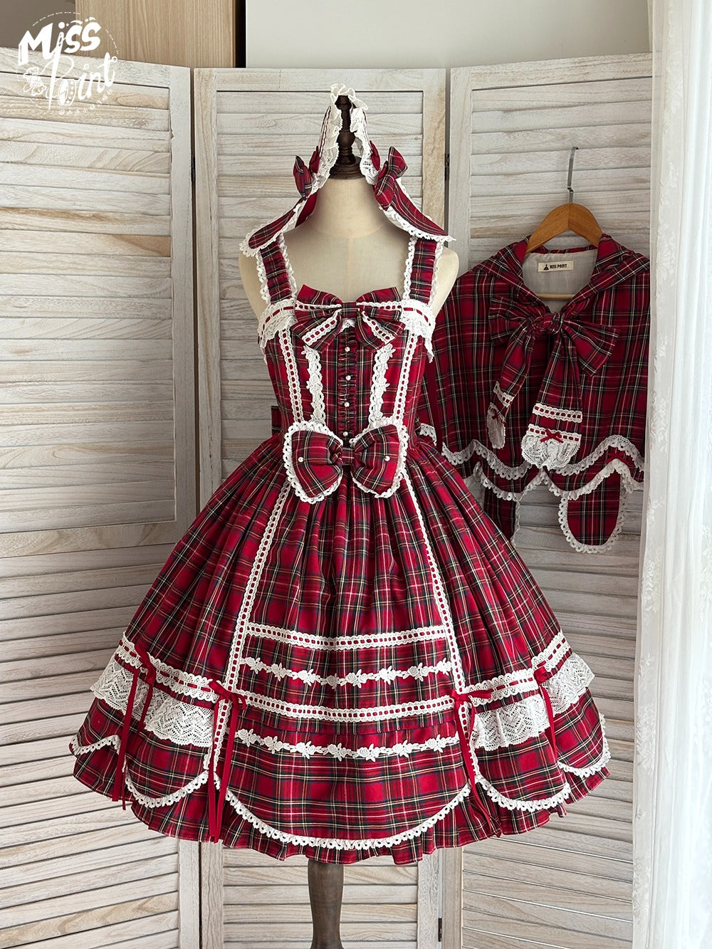 【予約販売】Checkered Petal Rabbit リボンジャンパースカート
