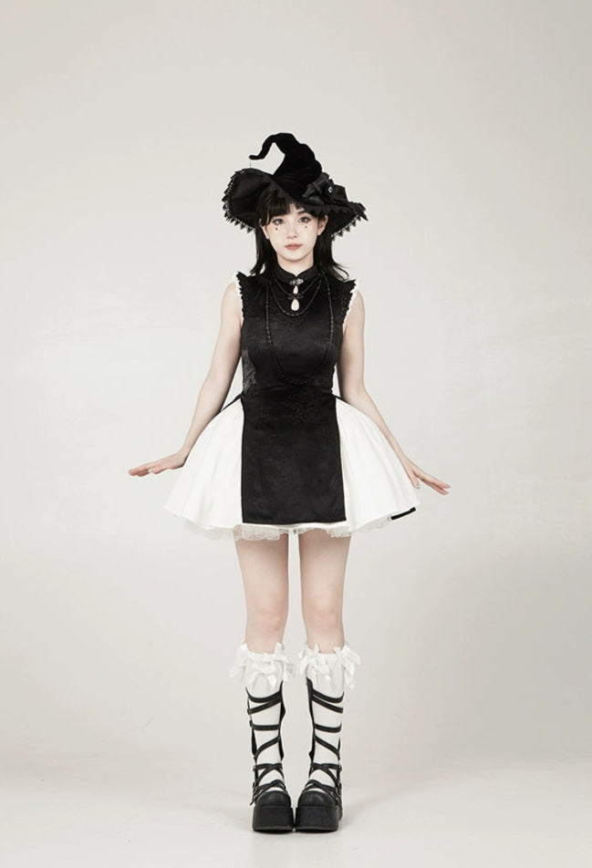 Chinese style Gothic Lolita witch one-piece dress set, short length