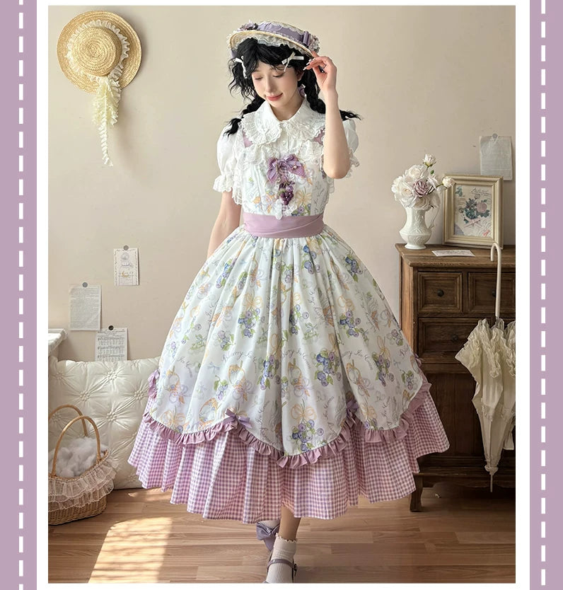 Summer Blueberry プリントジャンパースカート
