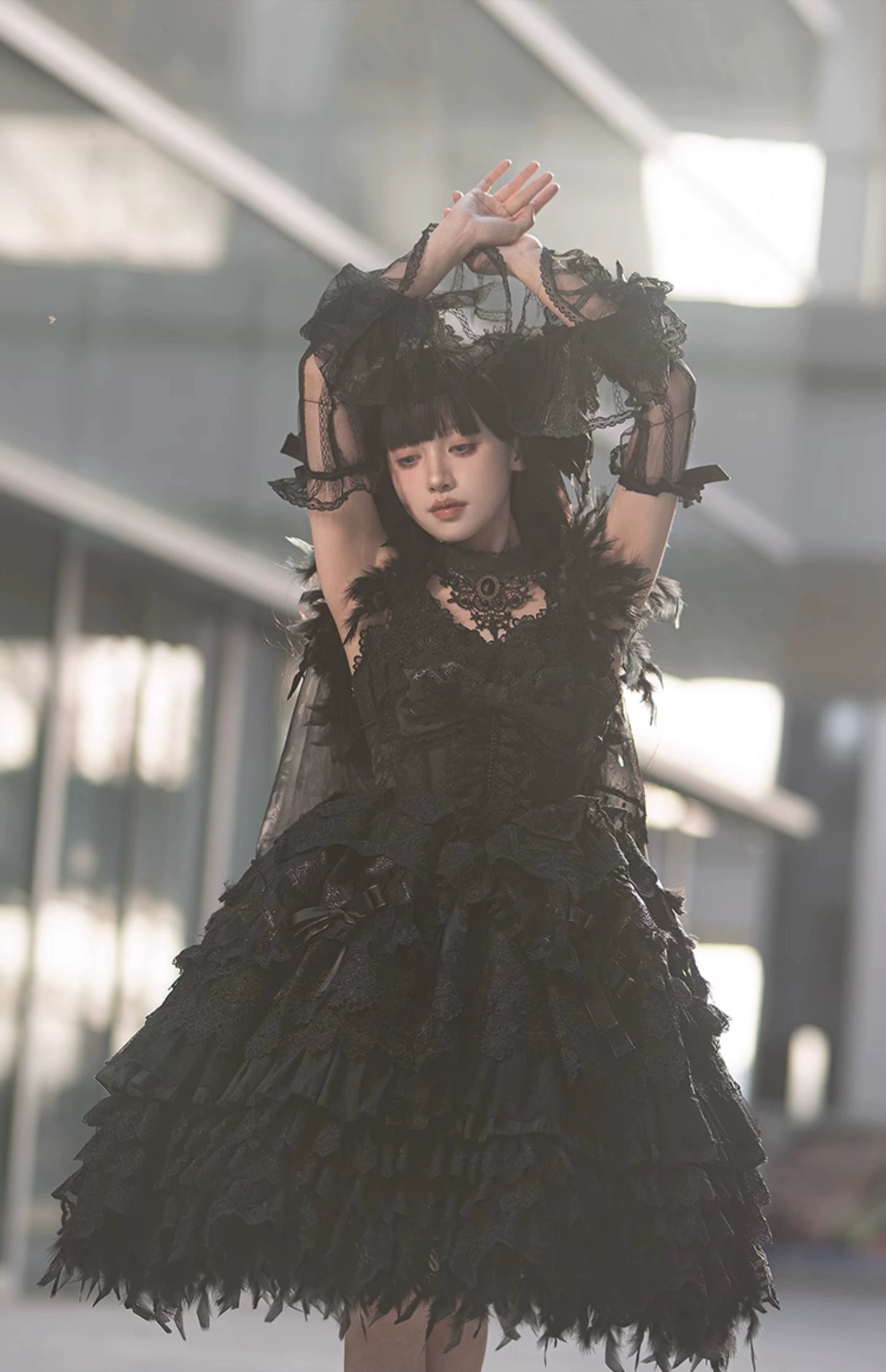 【受注予約6/18まで】Peacock Feather プリンセスドレス・ブラック