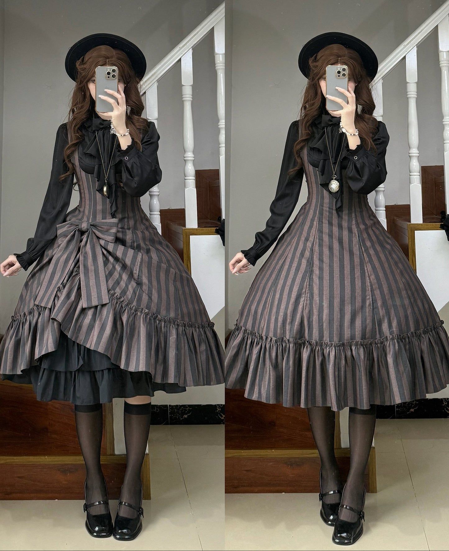 【受注予約12/3まで】Monochrome Reverie ジャンパースカート・ストライプ