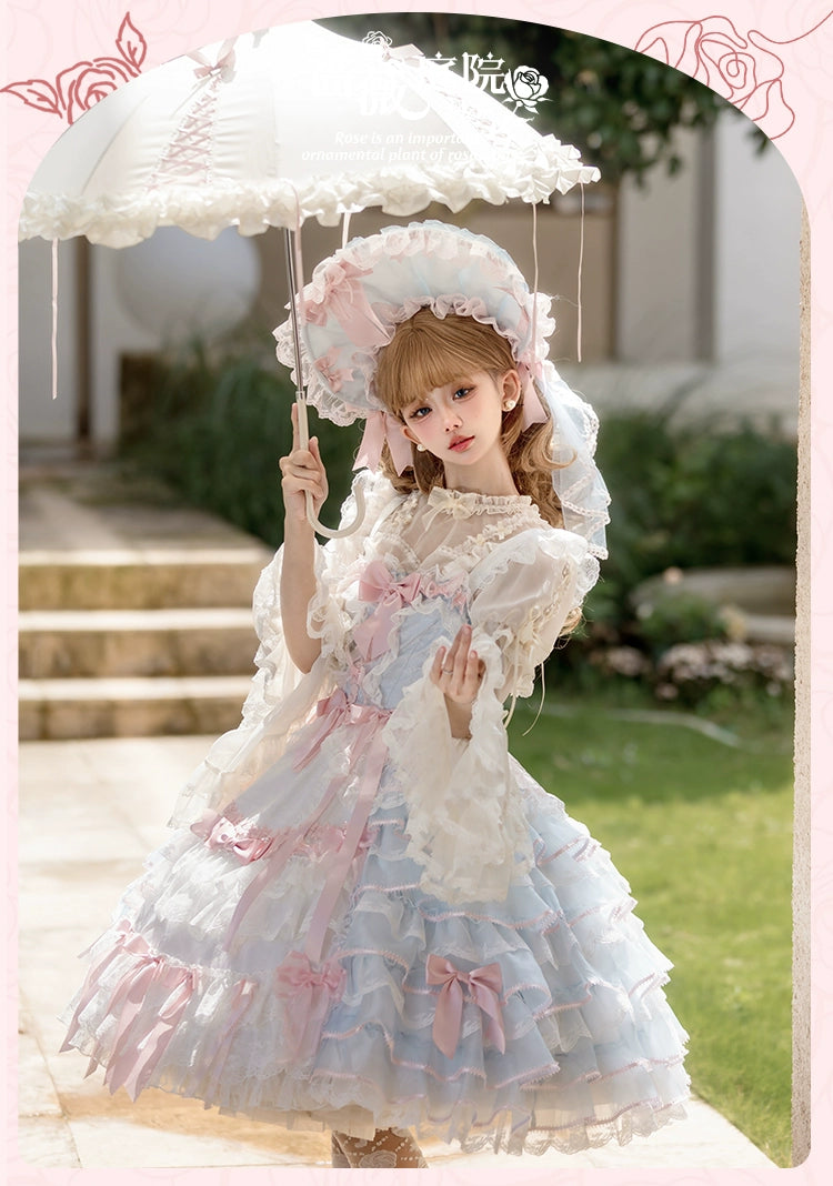 【受注予約8/6まで】Rose Courtyard レースとリボンのジャンパースカート・新色