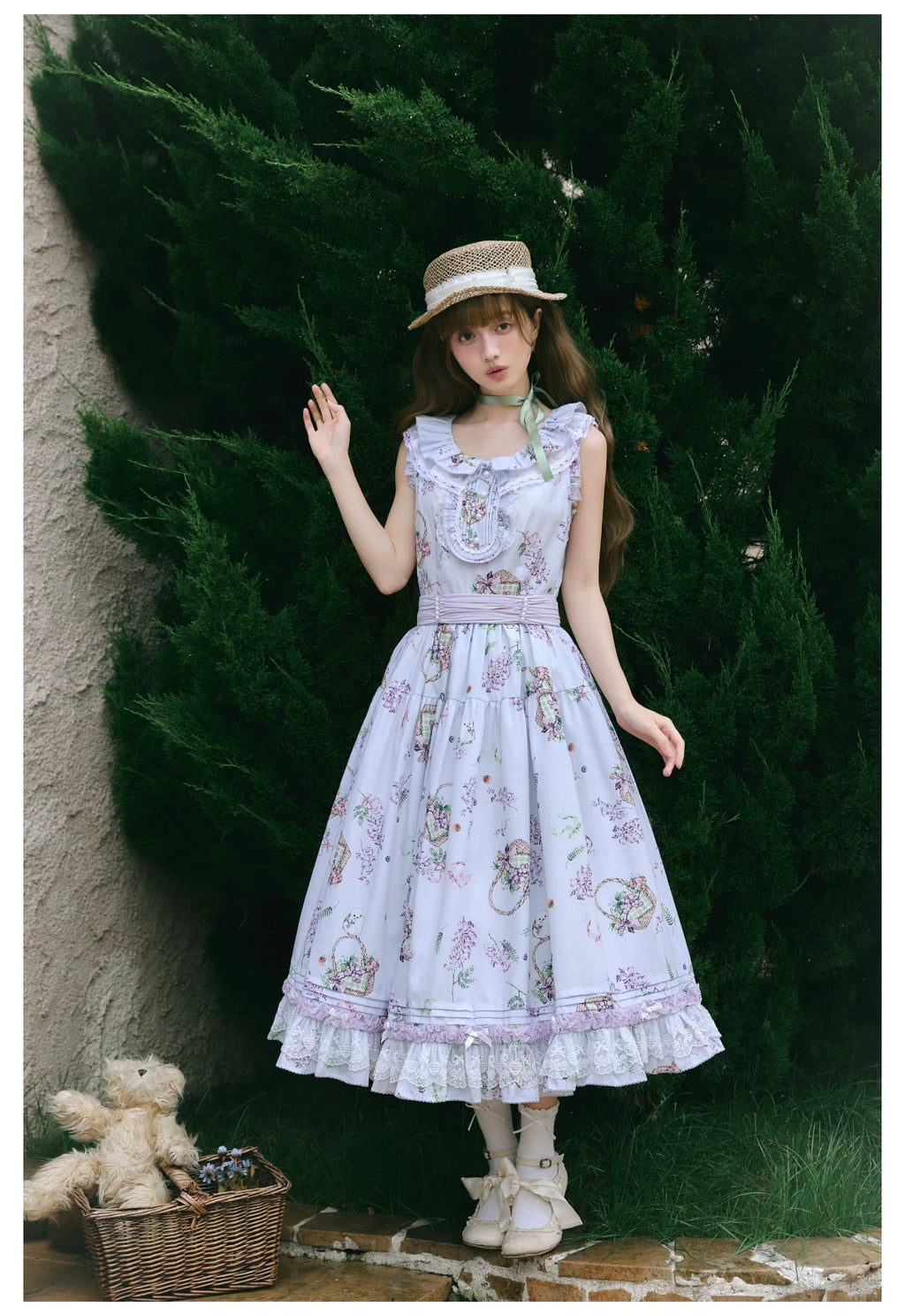 【受注予約8/17まで】Flower and Fruit Basket ジャンパースカート