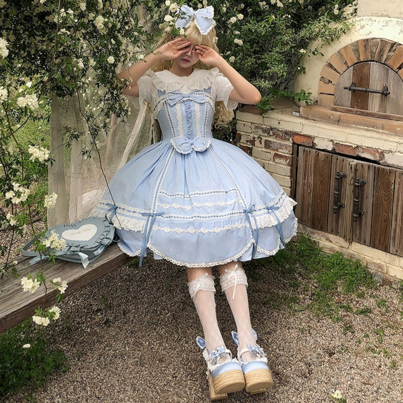 【受注予約6/12まで】Antique Petal Rabbit リボンジャンパースカート