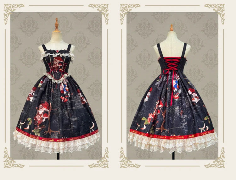 Traveling Cat Antique Print Jumper Skirt