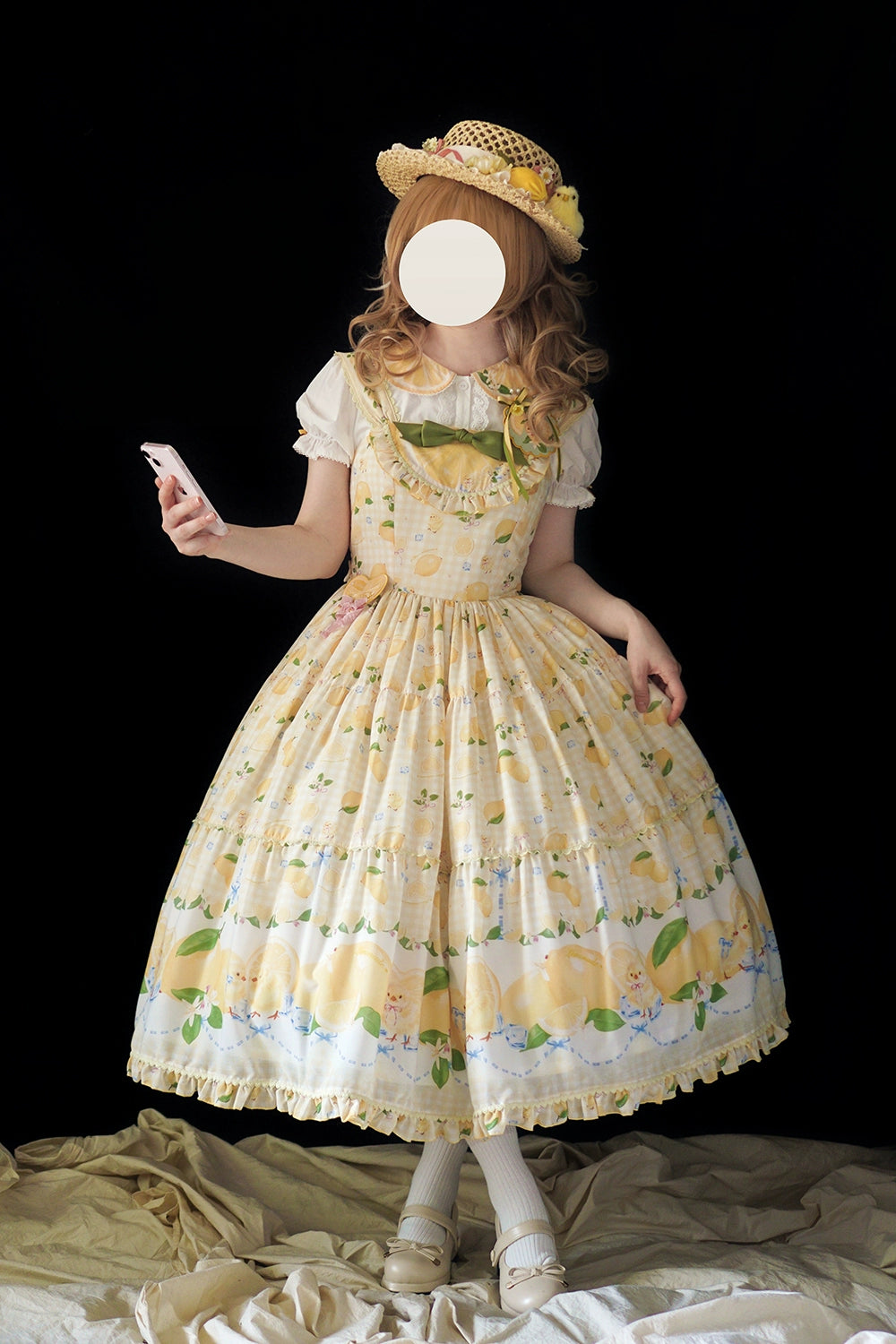 【受注予約5/14まで】Lemon Sweetie プリントジャンパースカート・ロング丈