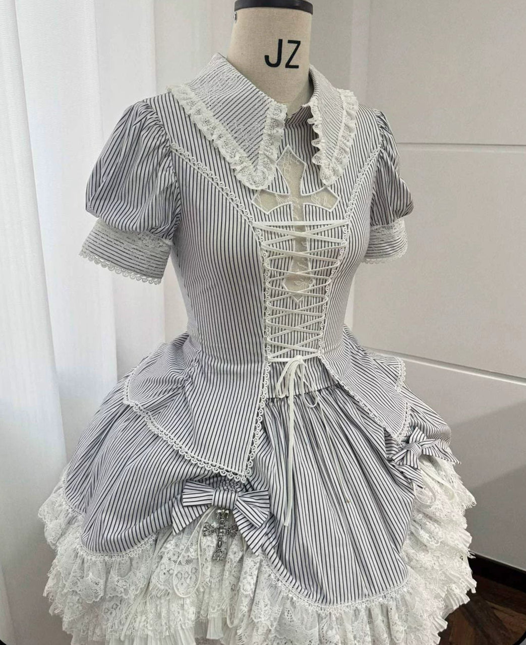 【受注予約6/26まで】条紋十字 ストライプのミニスカートセットアップ