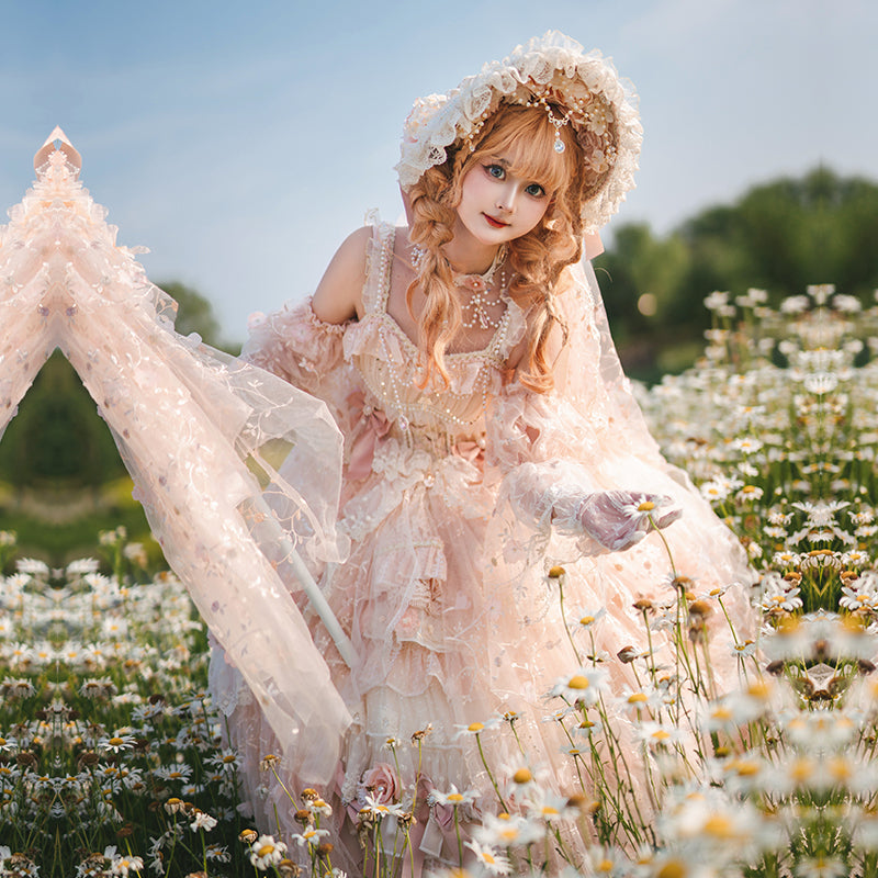 Spring Praise Flower and Lace Princess Dress - Pink