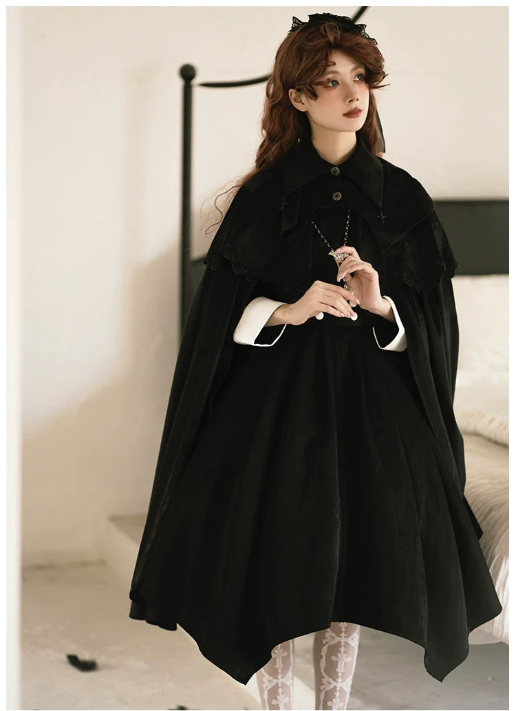 Nun style stand up collar gothic dress