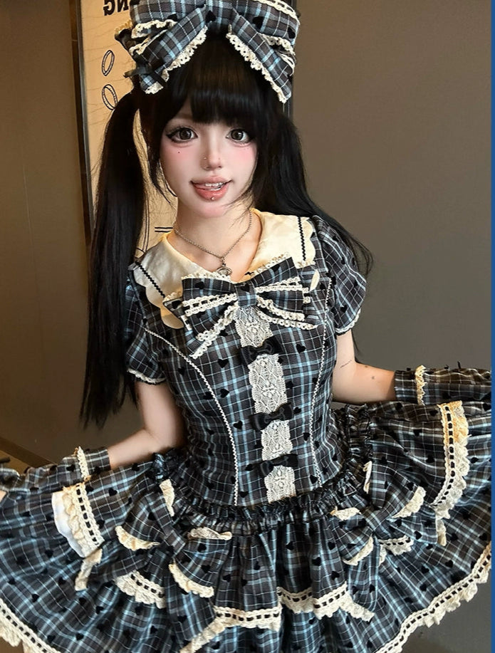 【受注予約8/14まで】Sweet Heart Girl チェックのワンピースとドロワーズ