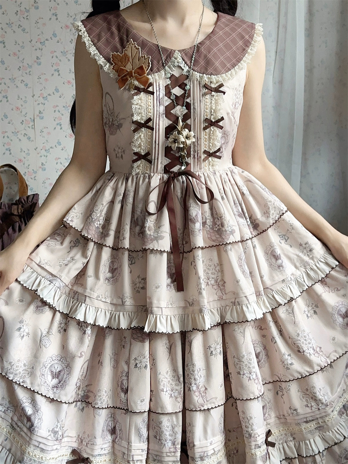 Flower Basket Country style jumper skirt and cardigan