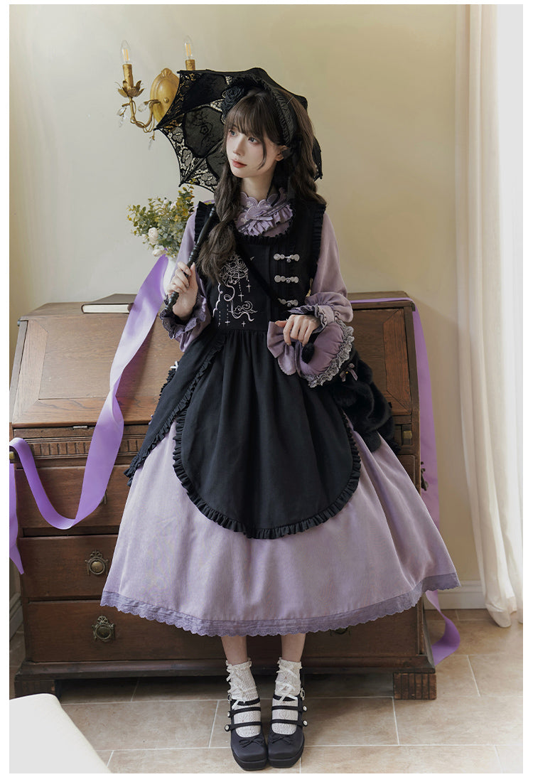 Sweet Moon 鈴蘭刺繍の華ロリエプロンとワンピース