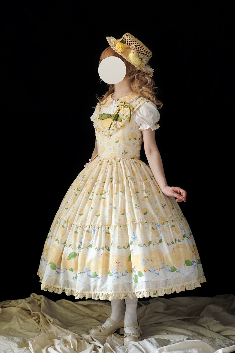 【受注予約5/14まで】Lemon Sweetie プリントジャンパースカート・ロング丈