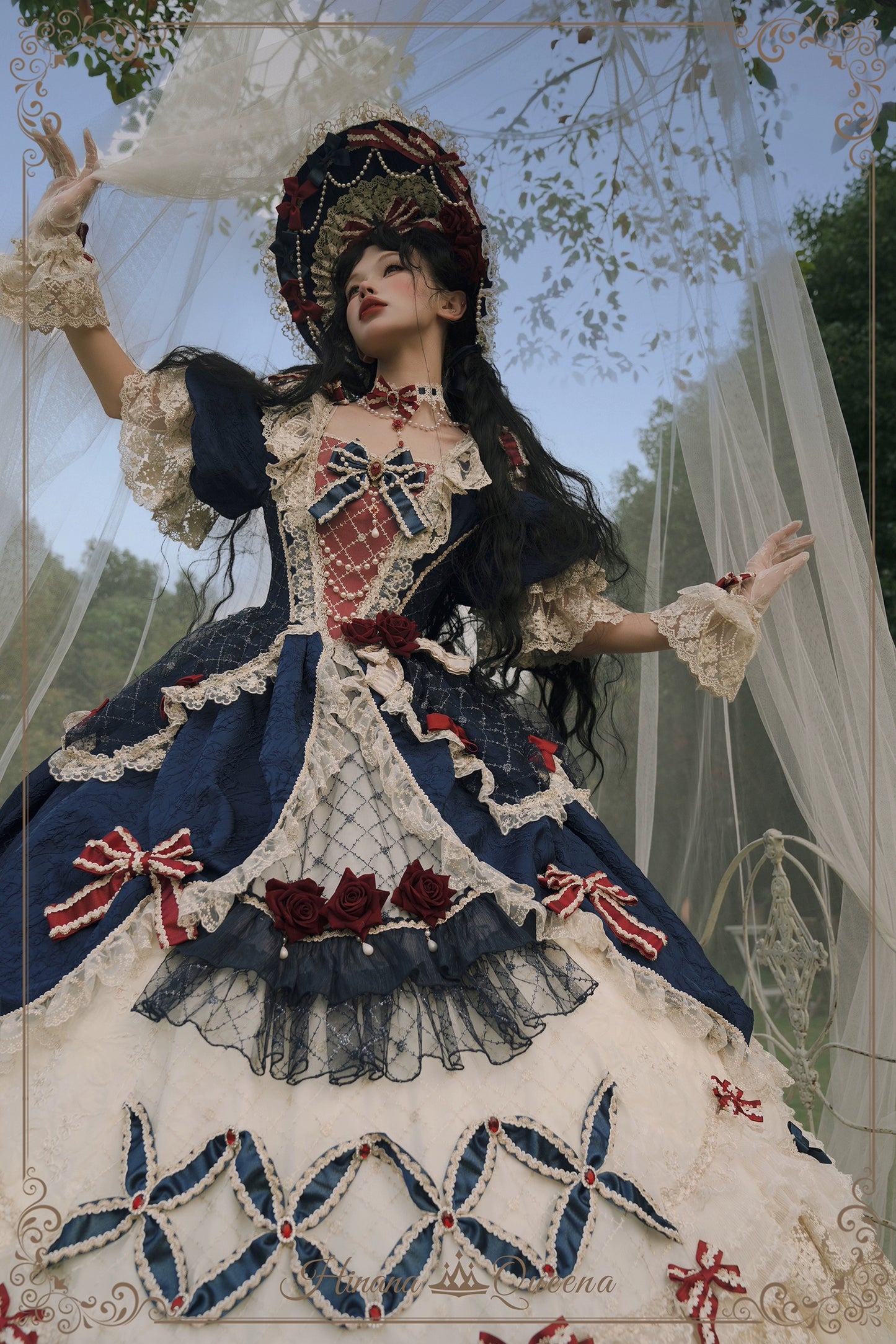 【受注予約6/26まで】Mirror Snow White プリンセスロングドレス・ネイビー