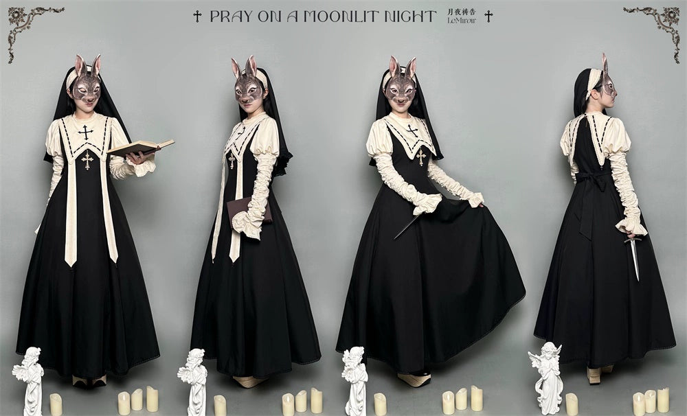 [Sale period has ended] Pray on a Moonlight Night Dress, Black, Long Length