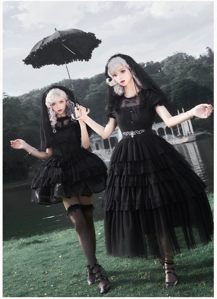 Dark Fairy Layered Frill Jumper Skirt and Blouse