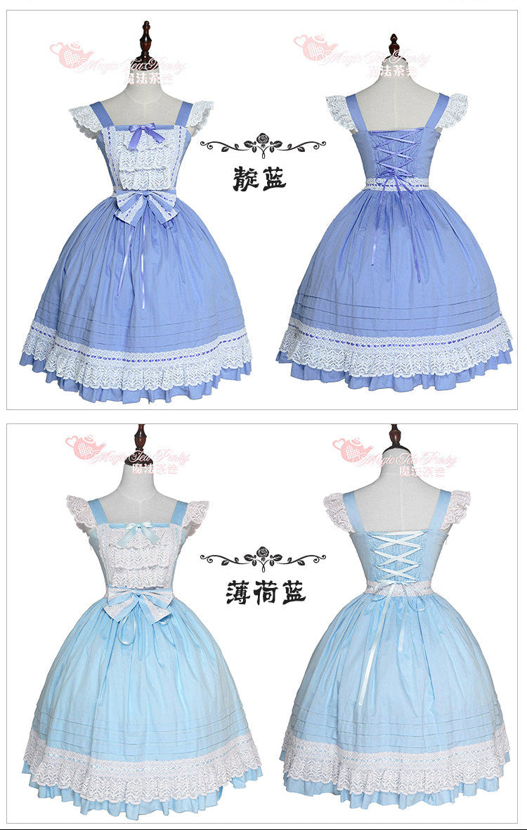 フリルレースのジャンパースカート カチューシャ付 全10色