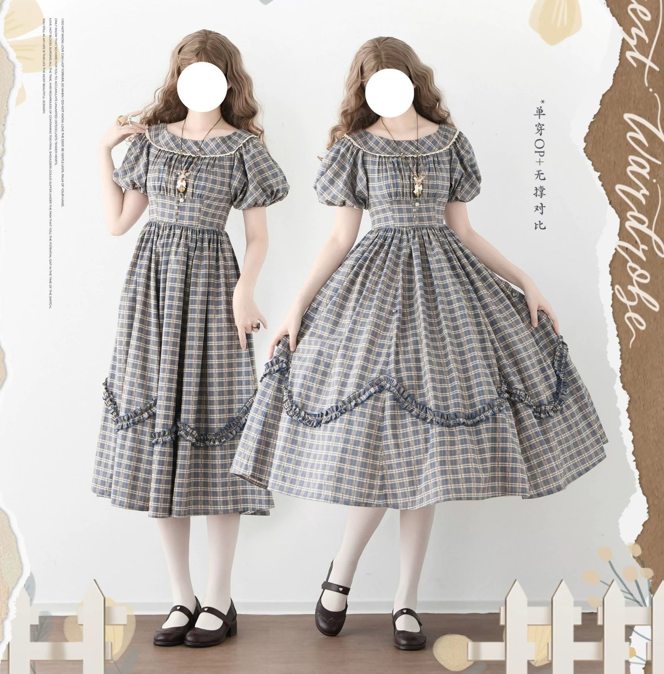 Forest Picnic チェックのワンピース