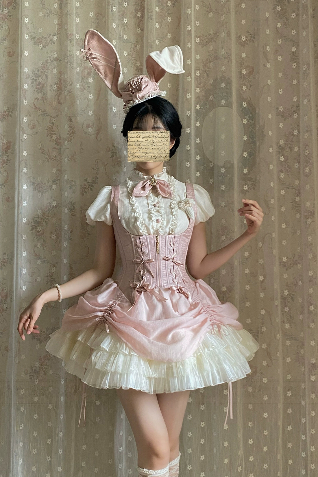 【受注予約6/30まで】Brulee Bunny コルセットジャンパースカートセット・ピンク