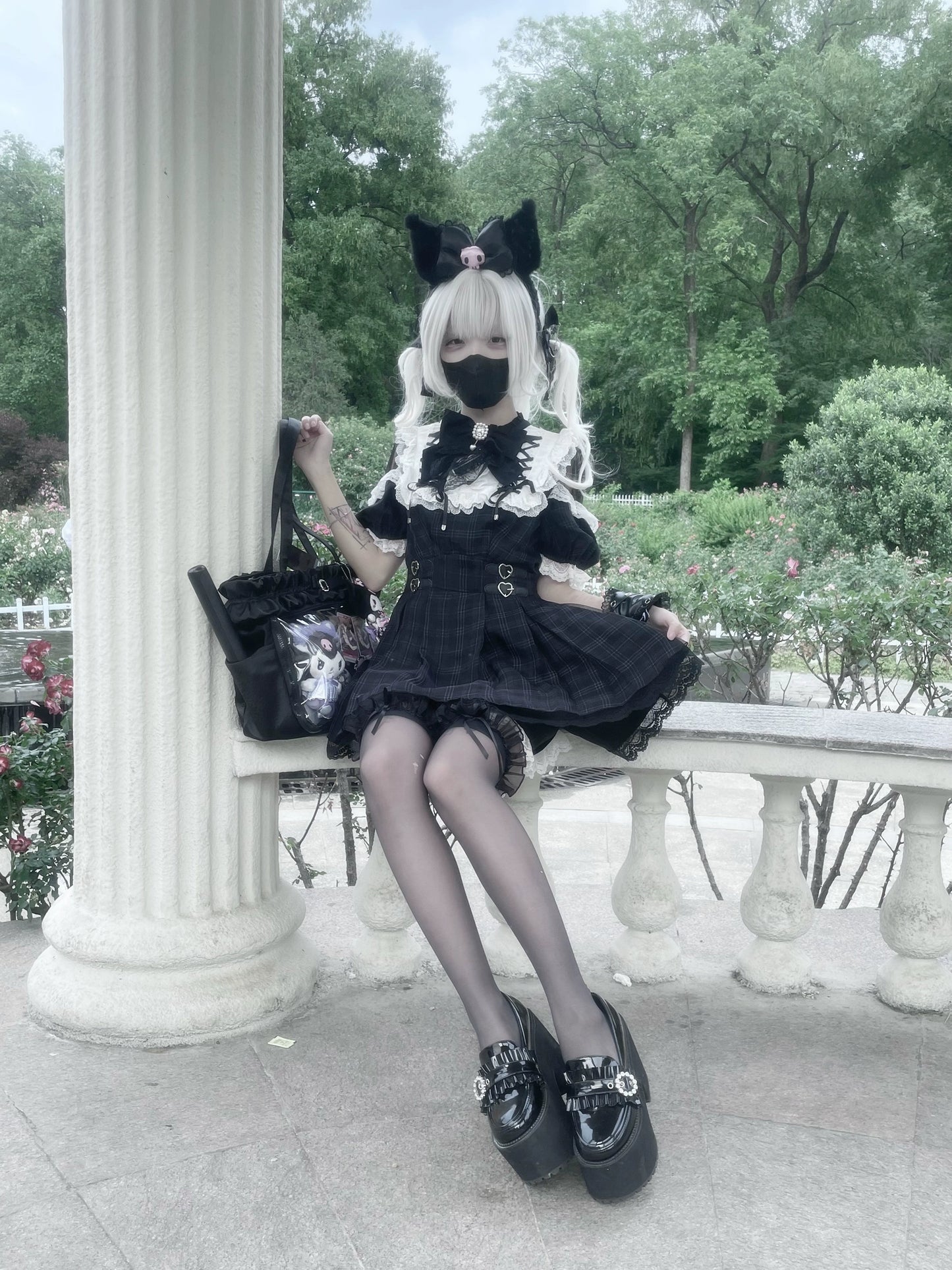 【予約販売】 Angel Heartbeat Black フリルチェックミニ丈ワンピース