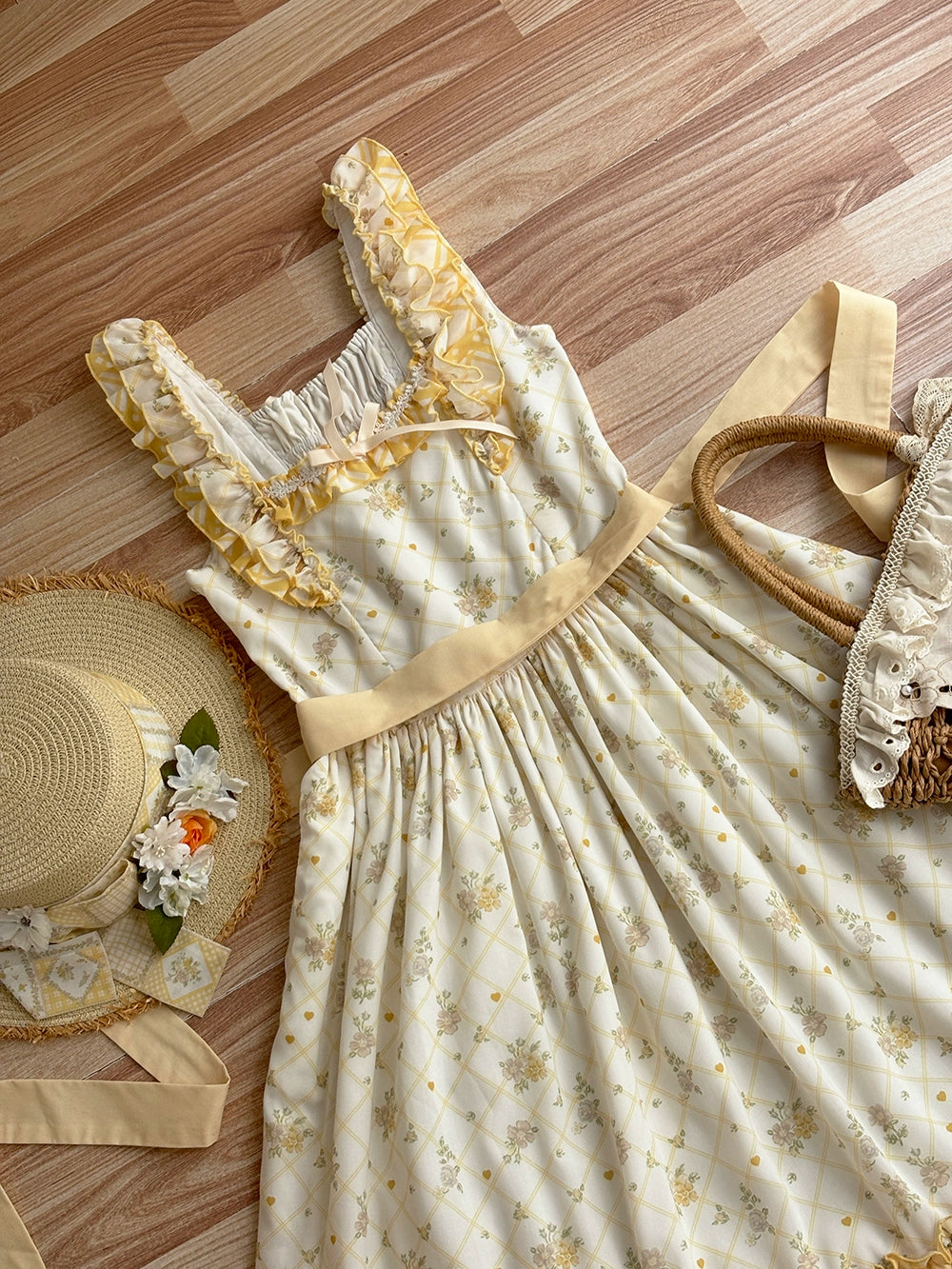 【受注予約7/14まで】Pathwork Garden カントリー風ジャンパースカート