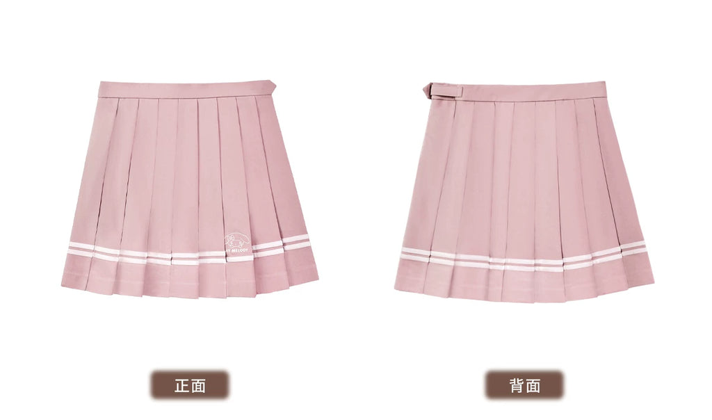 サンリオ マイメロディ リボンタイ付 セーラーカラー半袖シャツとスカートのセットアップ