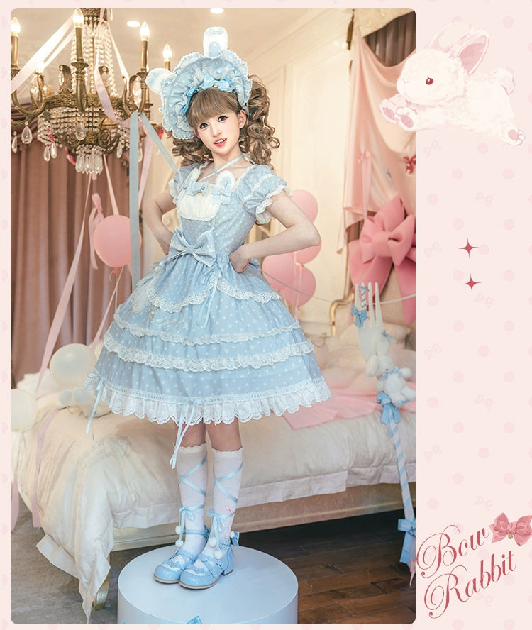 【受注予約6/11まで】Bow Rabbit 水玉ワンピース・全5色