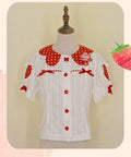 Bear Strawberry Garden 赤ドットの半袖ブラウス