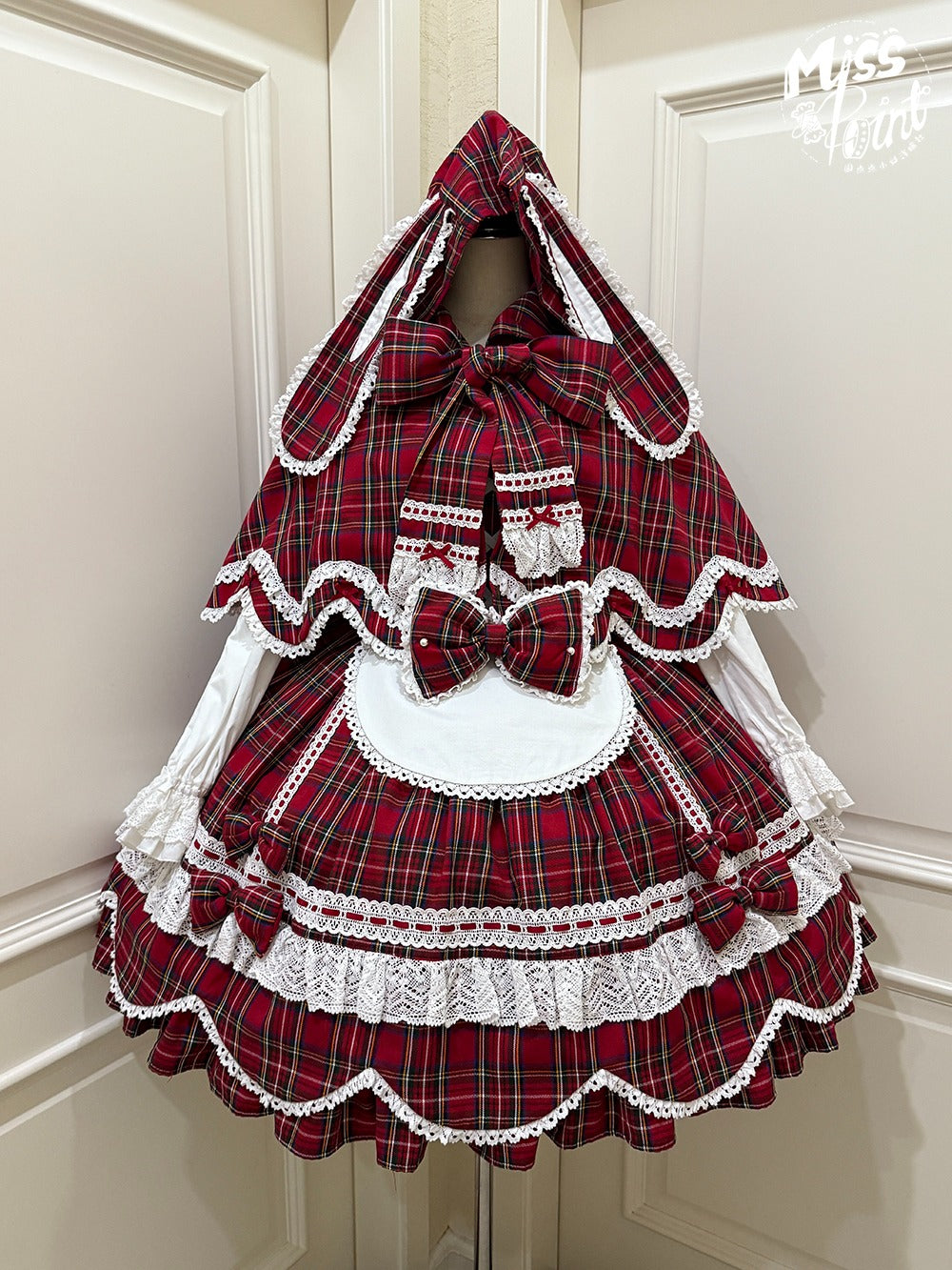 【受注予約10/15まで】Checkered Petal Rabbit うさ耳付きケープ