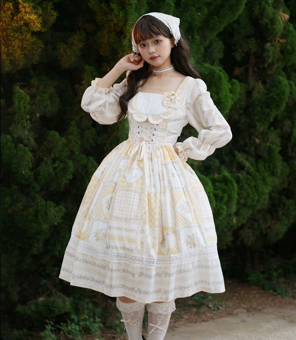 【予約販売】Pathwork Garden カントリー風長袖ワンピース