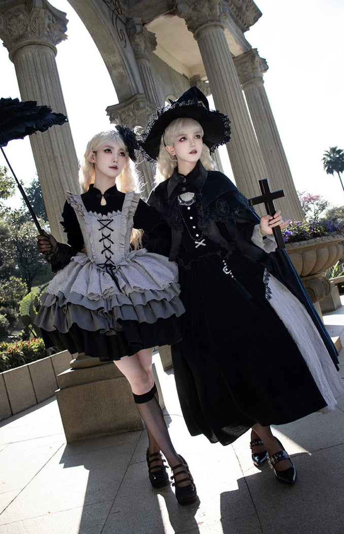 Asymmetrical design long witch dress