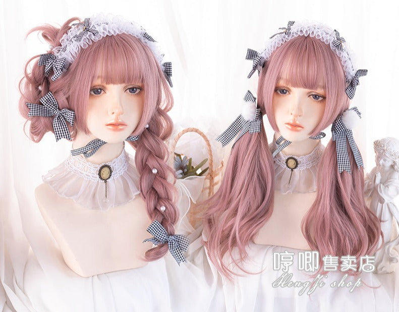 Lolita wig purple pink princess cut loose curl long