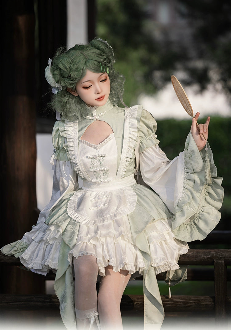 Song of Green Bamboo エプロン付き華ロリミニドレスフルセット