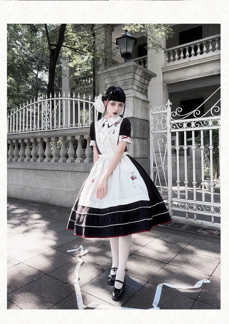 【受注予約9/8まで】Delicious Cherry ブラックワンピースとエプロン