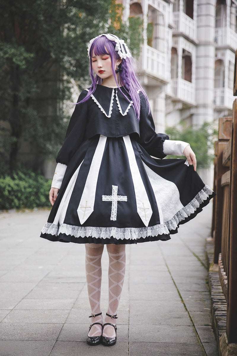 Breath of the Sky Cross Motif Jumper Skirt