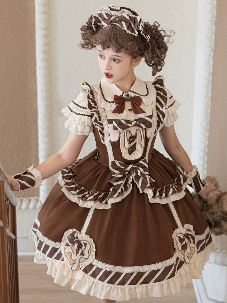 White &amp; milk chocolate jumper skirt and blouse
