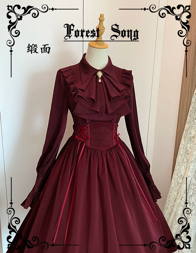 [Pre-order] Classical striped blouse with jabot tie