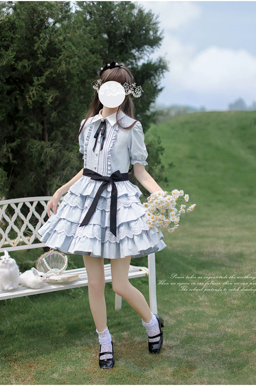 Dorothy アリスブルーのティアードワンピース