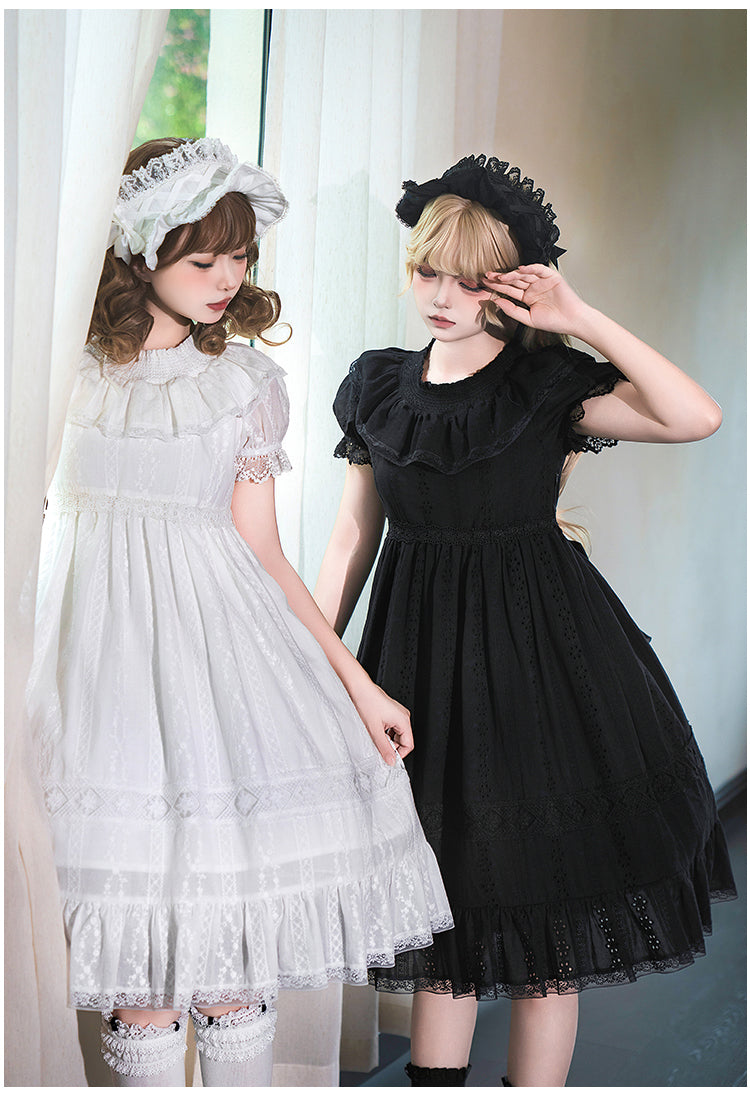 花刺繍入りコットンレースワンピース 単品＆セット